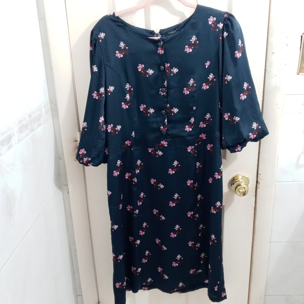 Ann Taylor Dark Blue Floral Dress Size 12